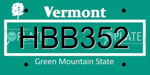 HBB352 Vermont License Plate