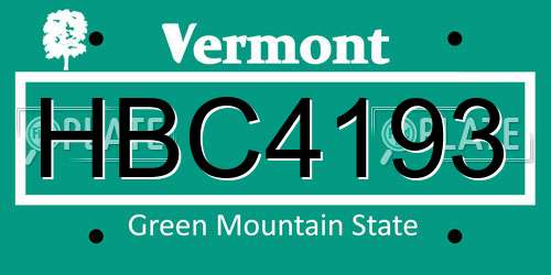 HBC4193 Vermont License Plate