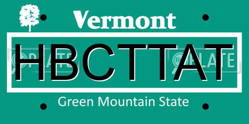 HBCTTAT Vermont License Plate
