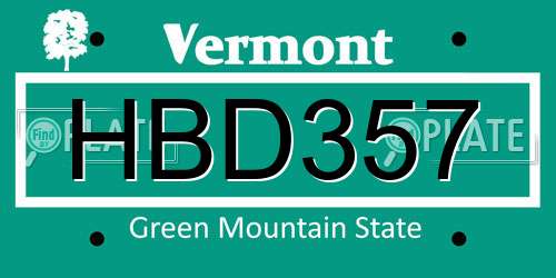 HBD357 Vermont License Plate