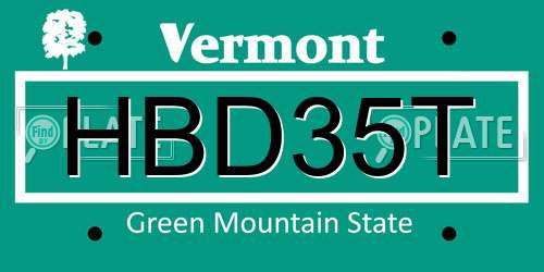 HBD35T Vermont License Plate