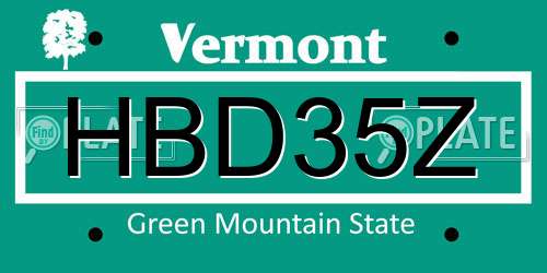HBD35Z Vermont License Plate