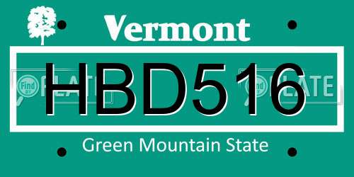 HBD516 Vermont License Plate