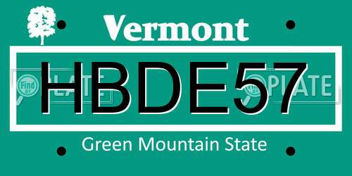HBDE57 Vermont License Plate