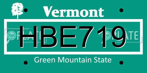 HBE719 Vermont License Plate