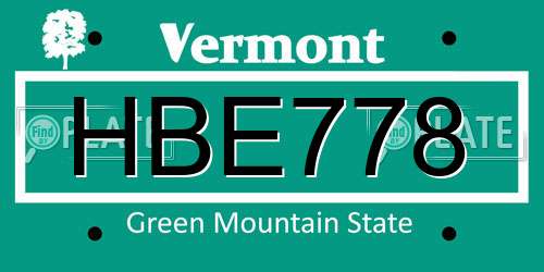 HBE778 Vermont License Plate