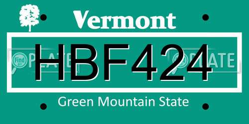 HBF424 Vermont License Plate