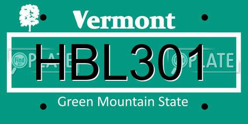 HBL301 Vermont License Plate