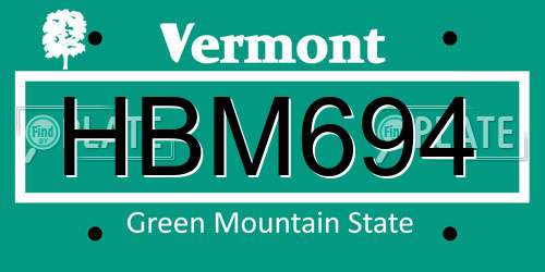 HBM694 Vermont License Plate