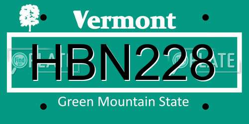 HBN228 Vermont License Plate