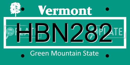 HBN282 Vermont License Plate
