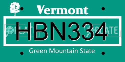 HBN334 Vermont License Plate
