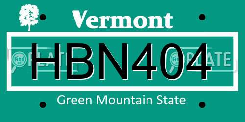 HBN404 Vermont License Plate
