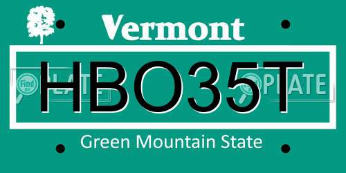 HBO35T Vermont License Plate