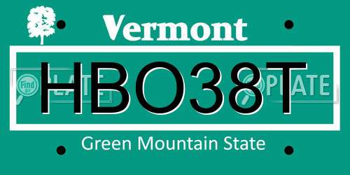 HBO38T Vermont License Plate