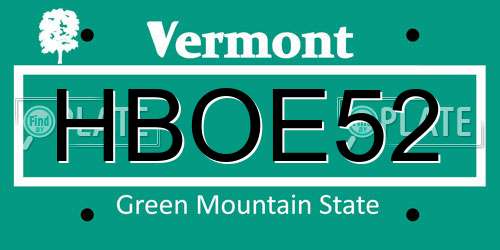 HBOE52 Vermont License Plate
