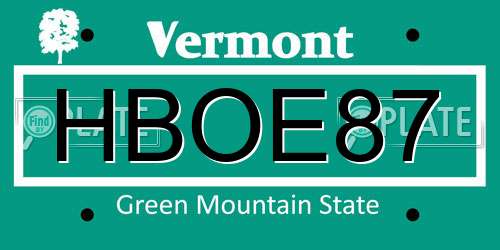 HBOE87 Vermont License Plate