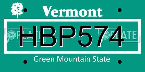 HBP574 Vermont License Plate
