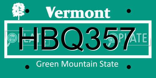 HBQ357 Vermont License Plate
