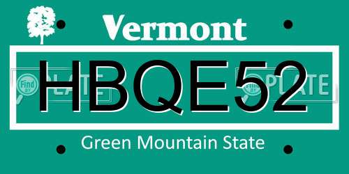 HBQE52 Vermont License Plate