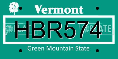 HBR574 Vermont License Plate