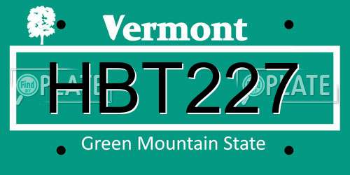 HBT227 Vermont License Plate