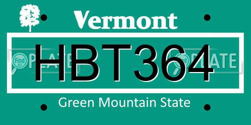 HBT364 Vermont License Plate