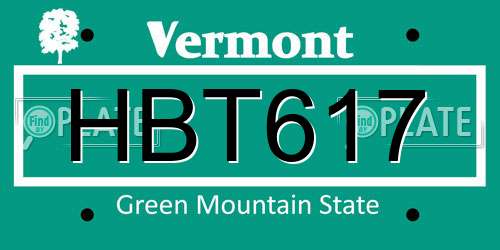HBT617 Vermont License Plate