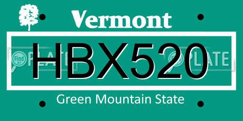HBX520 Vermont License Plate