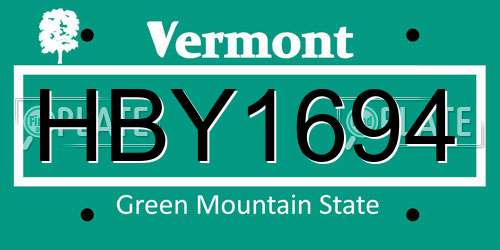 HBY1694 Vermont License Plate