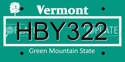 HBY322 Vermont License Plate