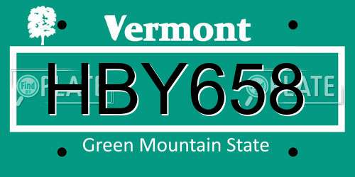 HBY658 Vermont License Plate