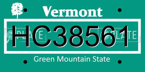 HC38561 Vermont License Plate