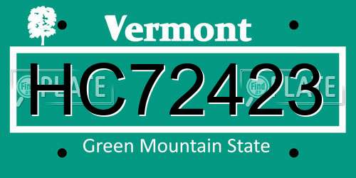 HC72423 Vermont License Plate