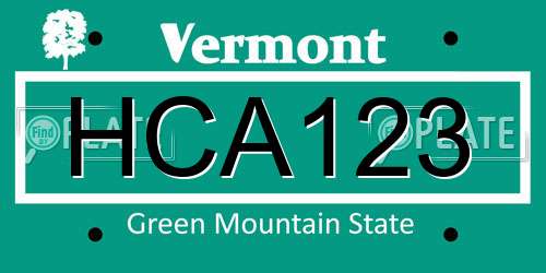 HCA123 Vermont License Plate