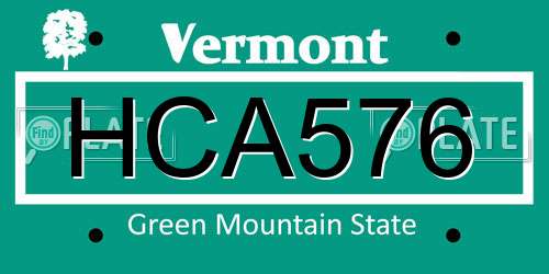 HCA576 Vermont License Plate