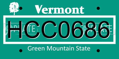 HCC0686 Vermont License Plate