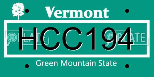 HCC194 Vermont License Plate