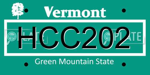 HCC202 Vermont License Plate