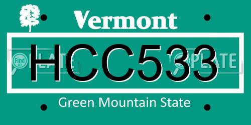 HCC533 Vermont License Plate