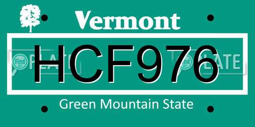 HCF976 Vermont License Plate