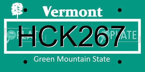 HCK267 Vermont License Plate