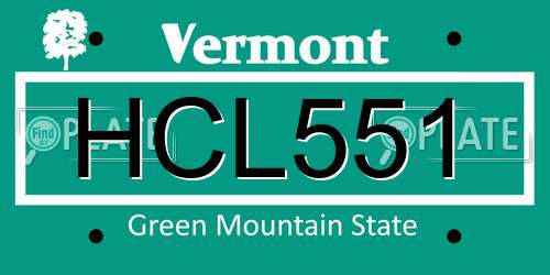 HCL551 Vermont License Plate