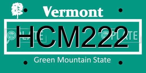 HCM222 Vermont License Plate