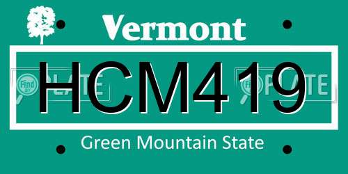 HCM419 Vermont License Plate
