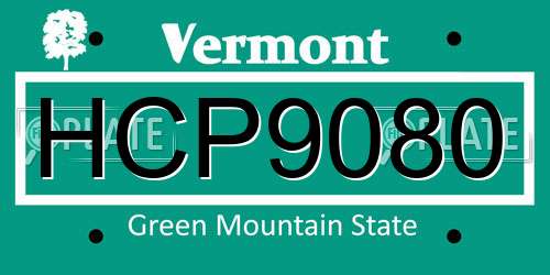 HCP9080 Vermont License Plate