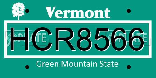 HCR8566 Vermont License Plate