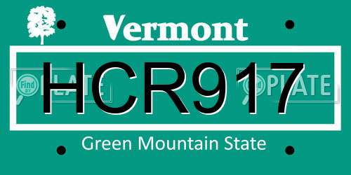 HCR917 Vermont License Plate