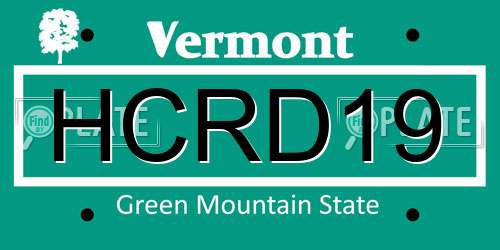 HCRD19 Vermont License Plate