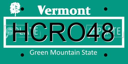 HCRO48 Vermont License Plate